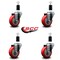 Service Caster 3.5'' Red Poly Wheel Swivel 1-3/8'' Expanding Stem Caster Set, 4PK SCC-EX20S3514-PPUB-RED-138-4 - alternate 4